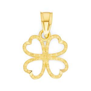 10k Real Solid Gold Four Leaf Clover Lucky Pendant
